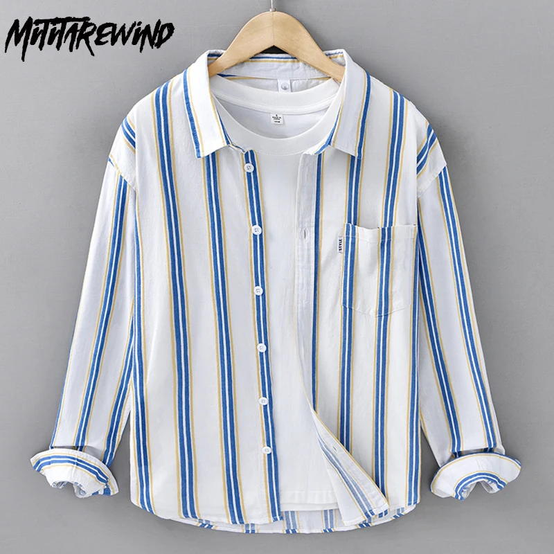 Spring Japan Style Striped Shirt Men Daily Casual Shirts Pure Cotton New in Shirts Lapel Pocket Long Sleeve Man Shirts Youth Top
Spring Japan Style Striped Shirt Men Daily Casual Shirts Pure Cotton New in Shirts Lapel Pocket Long Sleeve Man Shirts Youth Top
