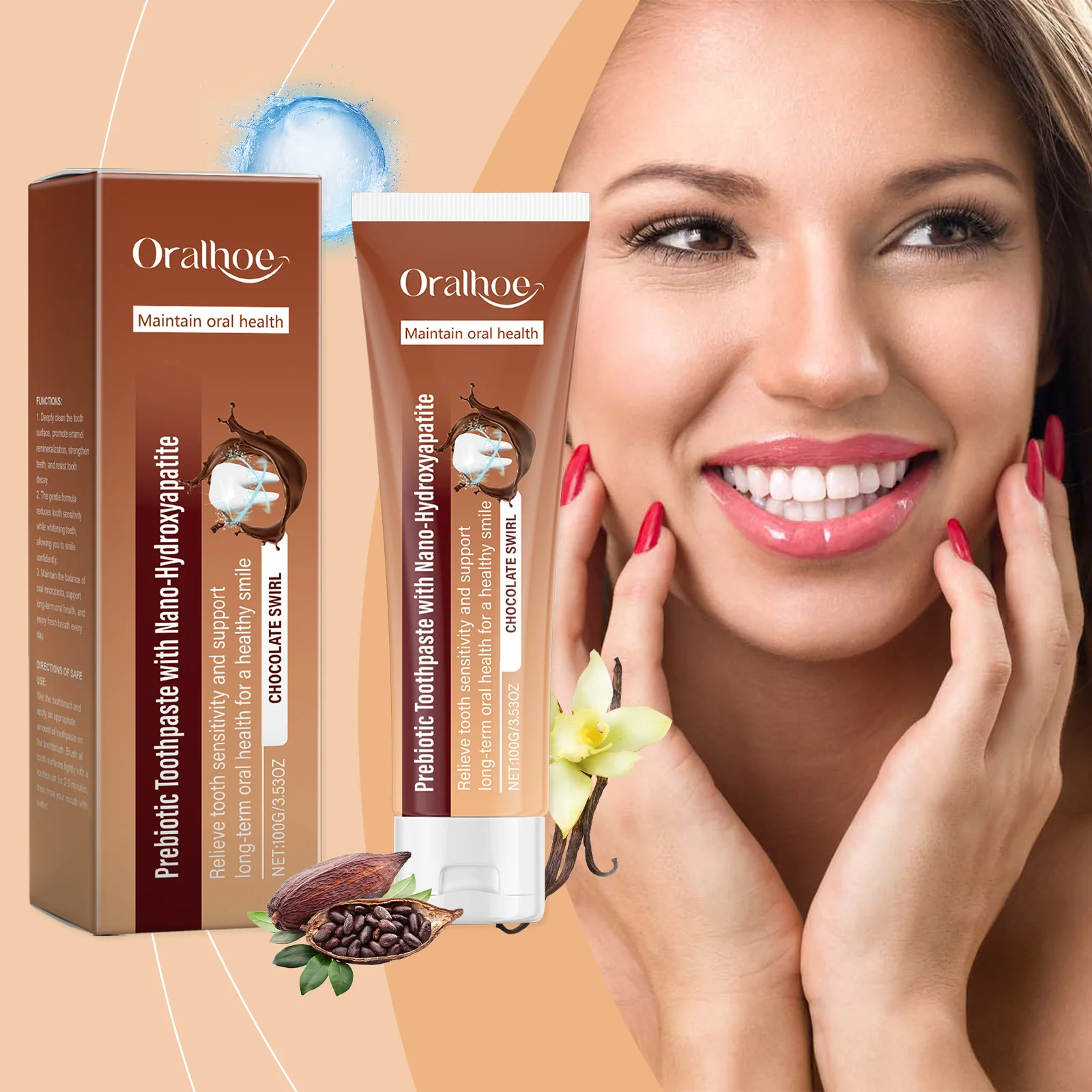 Шоколадная пребиотическая отбеливающая зубная паста для снятия чувствительности зубов, удаления неприятного запаха изо рта, длительное обслуживание, здоровье полости рта
Шоколадная пребиотическая отбеливающая зубная паста для снятия чувствительности зубов, удаления неприятного запаха изо рта, длительное обслуживание, здоровье полости рта