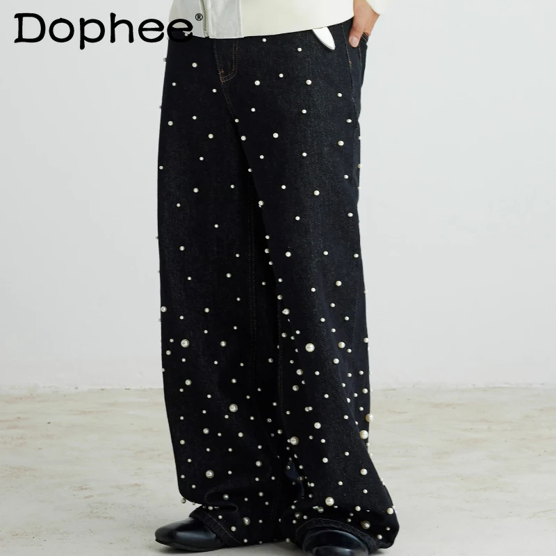 Fashion Retro Pearl Decoration Straight-Leg Jeans Men Women 2025 Autumn New Niche Loose Denim Trousers Handsome Long Denim Pants
Fashion Retro Pearl Decoration Straight-Leg Jeans Men Women 2025 Autumn New Niche Loose Denim Trousers Handsome Long Denim Pants