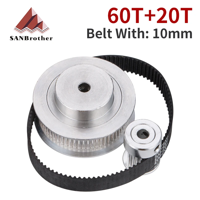 GT2 60 teeth 20 teeth 2M Timing Belt Pulley Reduction 3:1/1:3 Kit 3D Printer Accessories Belt Width 10mm Bore 5mm 8mm 10mm
GT2 60 teeth 20 teeth 2M Timing Belt Pulley Reduction 3:1/1:3 Kit 3D Printer Accessories Belt Width 10mm Bore 5mm 8mm 10mm