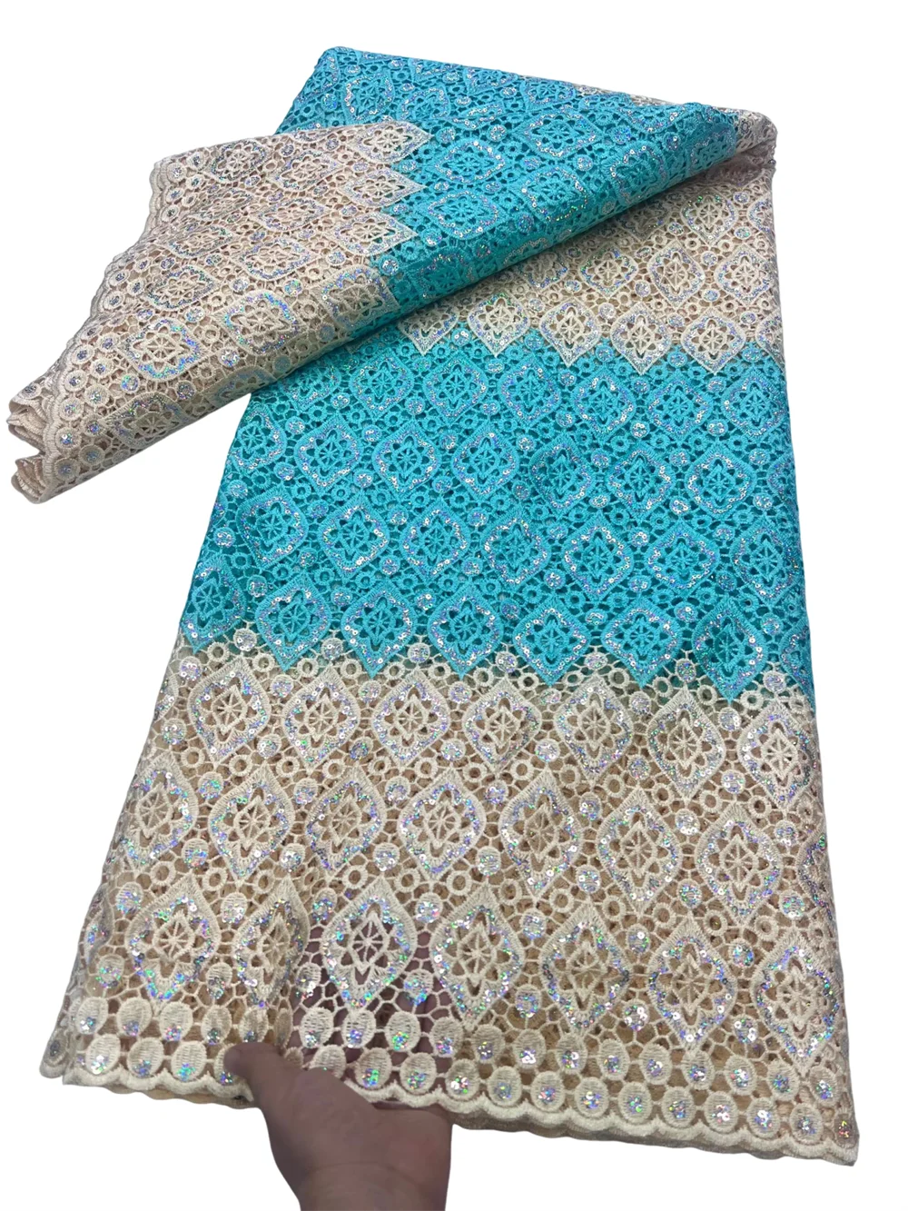 Высококачественная двухцветная гипюровая кружевная ткань 2025 с блестками, вязаная африканская кружевная ткань, нигерийское водорастворимое праздничное платье для шитья 
Высококачественная двухцветная гипюровая кружевная ткань 2025 с блестками, вязаная африканская кружевная ткань, нигерийское водорастворимое праздничное платье для шитья