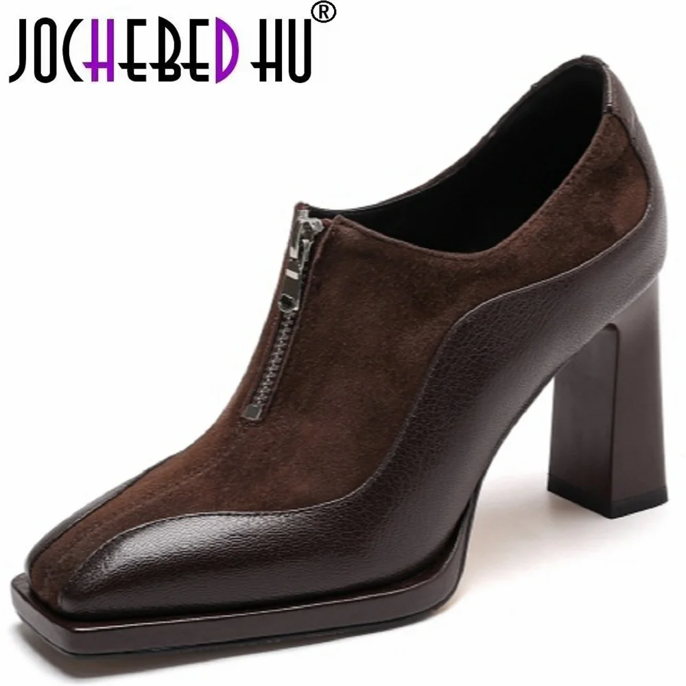 【JOCHEBED HU】Women's genuine leather patchwork slip-on pumps 6cm thick high heel square toe elegant ladies heeled dress shoes
【JOCHEBED HU】Women's genuine leather patchwork slip-on pumps 6cm thick high heel square toe elegant ladies heeled dress shoes