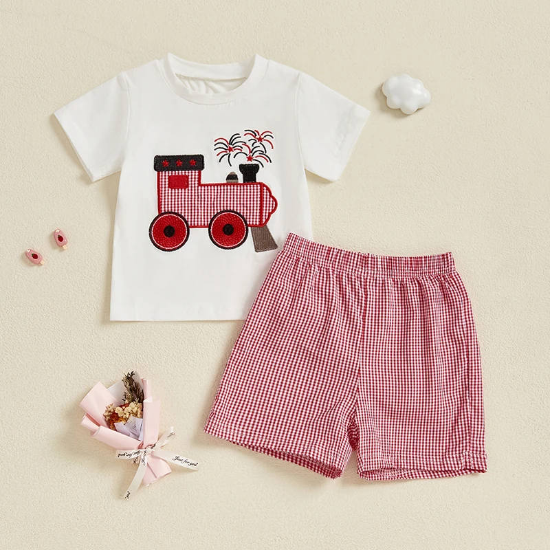 Baby Boy Clothes Set 2pcs Cotton Short Sleeve Embroidery Train T-shirt with Plaid Shorts Kids Outfits Toddler Boys Clothes Sets
Baby Boy Clothes Set 2pcs Cotton Short Sleeve Embroidery Train T-shirt with Plaid Shorts Kids Outfits Toddler Boys Clothes Sets