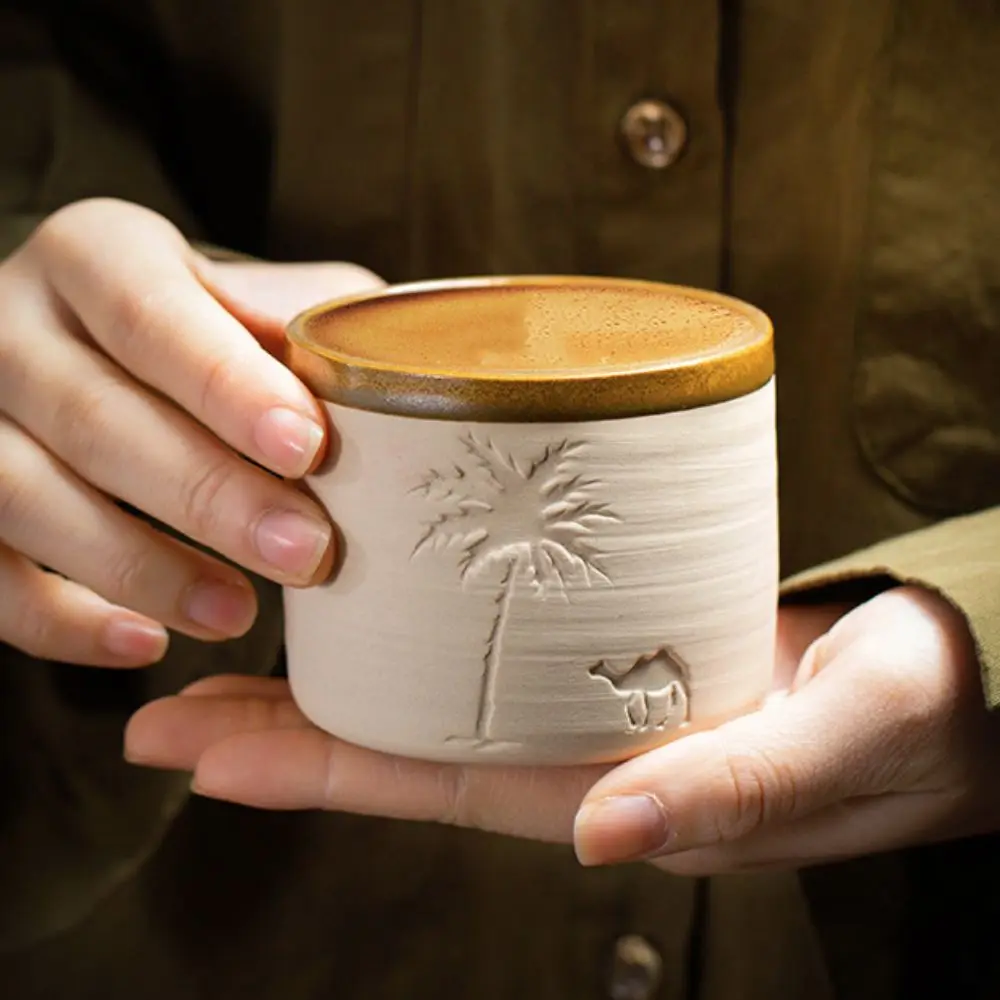 Coarse Pottery Palm Tree Coffee Mug Set Vintage Arabic Style Desert Camel Coffee Cup with Base Distressed Milk Cup Craft
Coarse Pottery Palm Tree Coffee Mug Set Vintage Arabic Style Desert Camel Coffee Cup with Base Distressed Milk Cup Craft