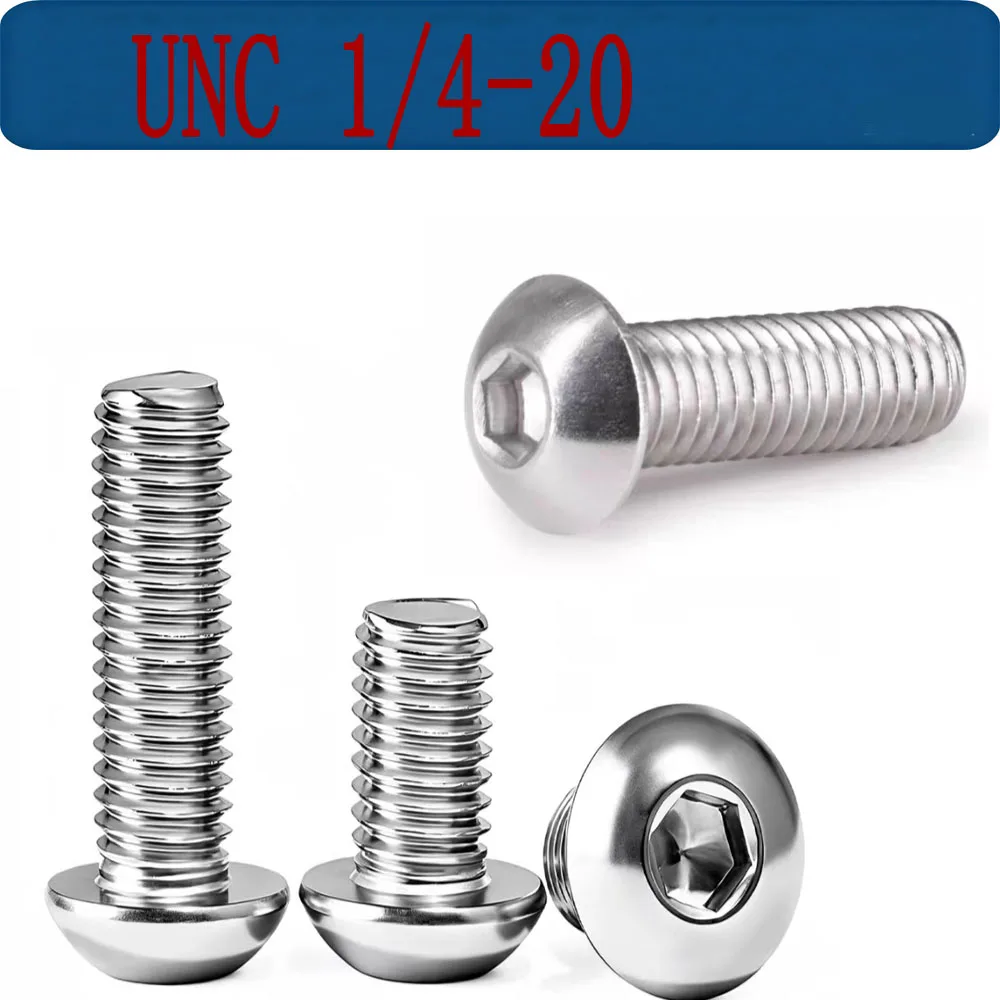 10pcs UNC 1/4-20 US Standard Coarse Thread 304 A2 Stainless Steel Hex Hexagon Socket Allen Button Round Head Bolt Screw ISO7380
10pcs UNC 1/4-20 US Standard Coarse Thread 304 A2 Stainless Steel Hex Hexagon Socket Allen Button Round Head Bolt Screw ISO7380