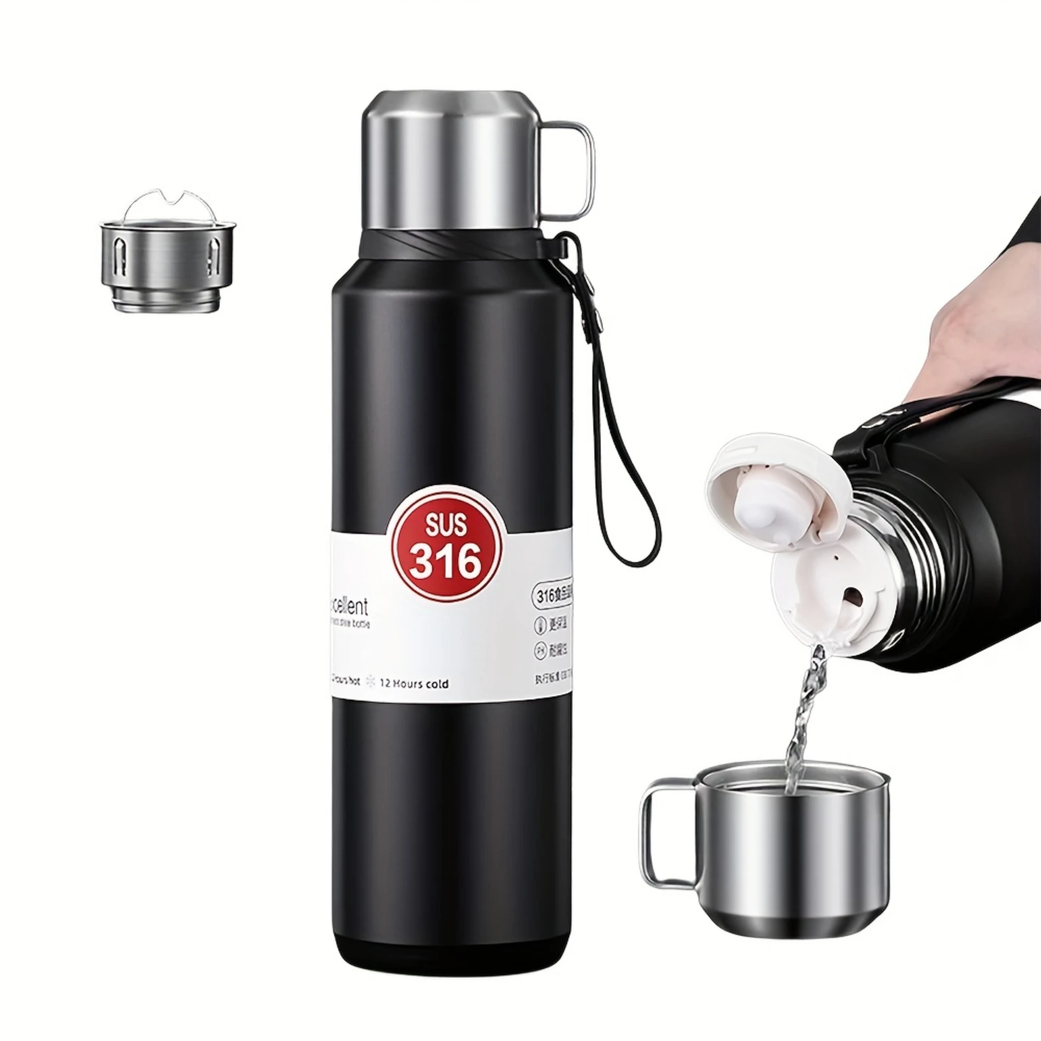1pc Insulated Stainless Steel Water Bottle, 34oz Portable Bottle With Cup, Large Capacity Double Walled Outdoor Sports Travel Mu
1pc Insulated Stainless Steel Water Bottle, 34oz Portable Bottle With Cup, Large Capacity Double Walled Outdoor Sports Travel Mu