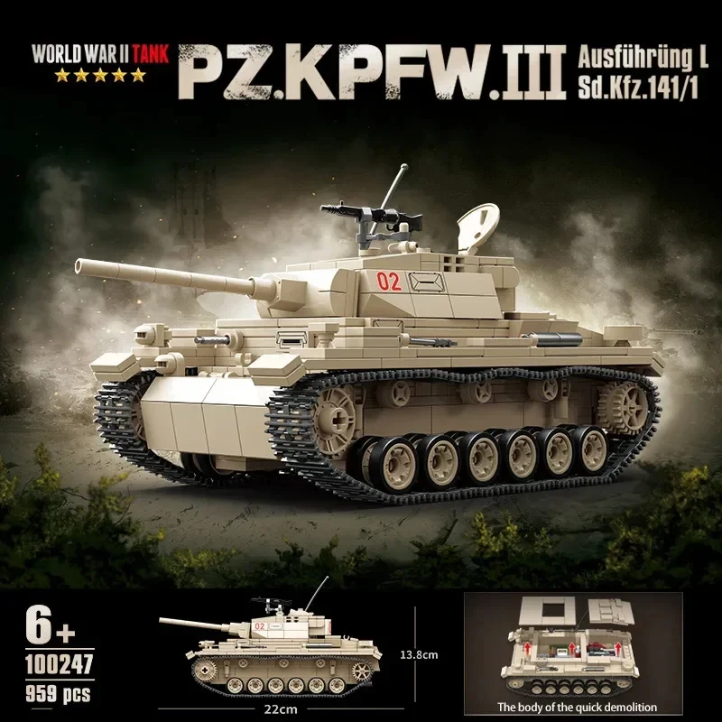 Military World War II PZ.KPFW No.3 Type-L Tank Building Block Toy Collection Model Children For Christmas And Birthday Gifts
Military World War II PZ.KPFW No.3 Type-L Tank Building Block Toy Collection Model Children For Christmas And Birthday Gifts