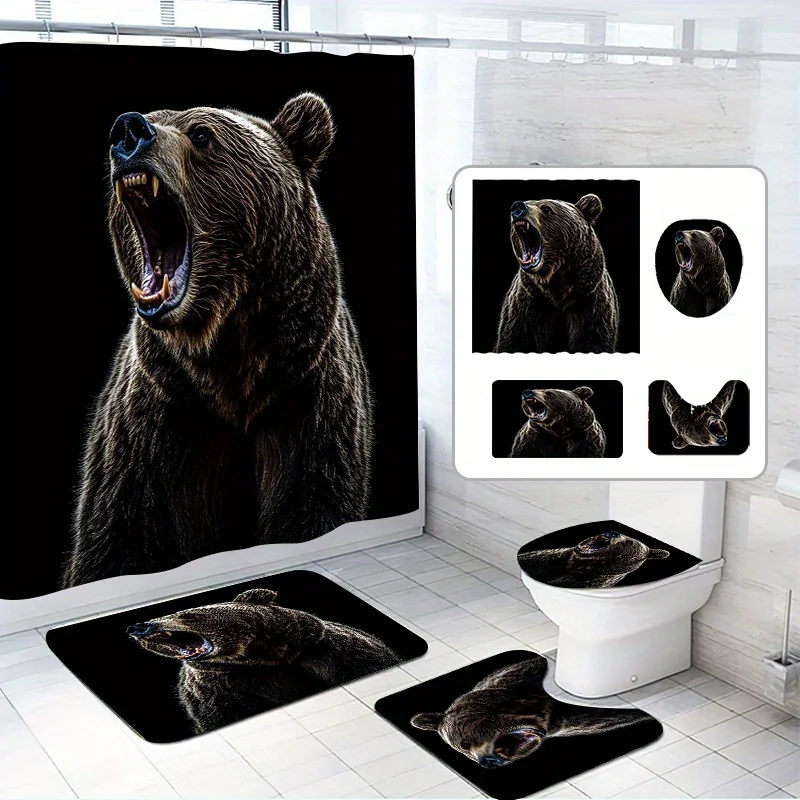 4 шт., набор занавесок для душа «Ревучий коричневый медведь», «Холотой дикий медведь» с 12 крючками, высококачественная полиэфирная ткань, в комплект входит 
4 шт., набор занавесок для душа «Ревучий коричневый медведь», «Холотой дикий медведь» с 12 крючками, высококачественная полиэфирная ткань, в комплект входит