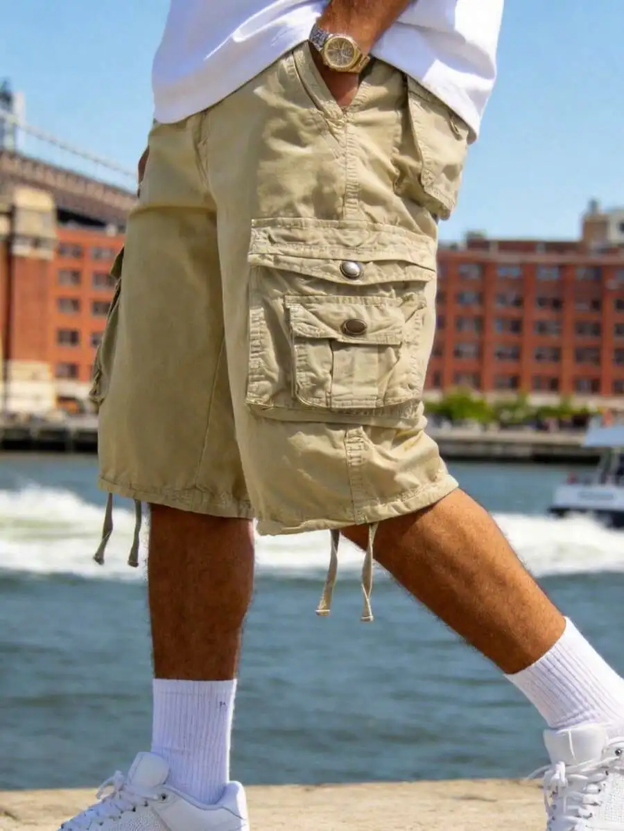 Mens Cotton Cargo Shorts With Button Pockets Casual Breathable Shorts For Summer Outdoor Activities
Mens Cotton Cargo Shorts With Button Pockets Casual Breathable Shorts For Summer Outdoor Activities