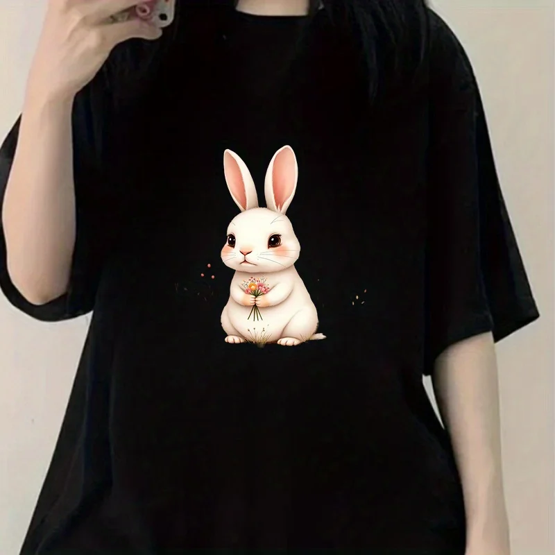 Women'S Casual Short Sleeve Round Neck T-Shirt, Cute Plush Rabbit Head Print Fashion Polyester S-XXL
Women'S Casual Short Sleeve Round Neck T-Shirt, Cute Plush Rabbit Head Print Fashion Polyester S-XXL