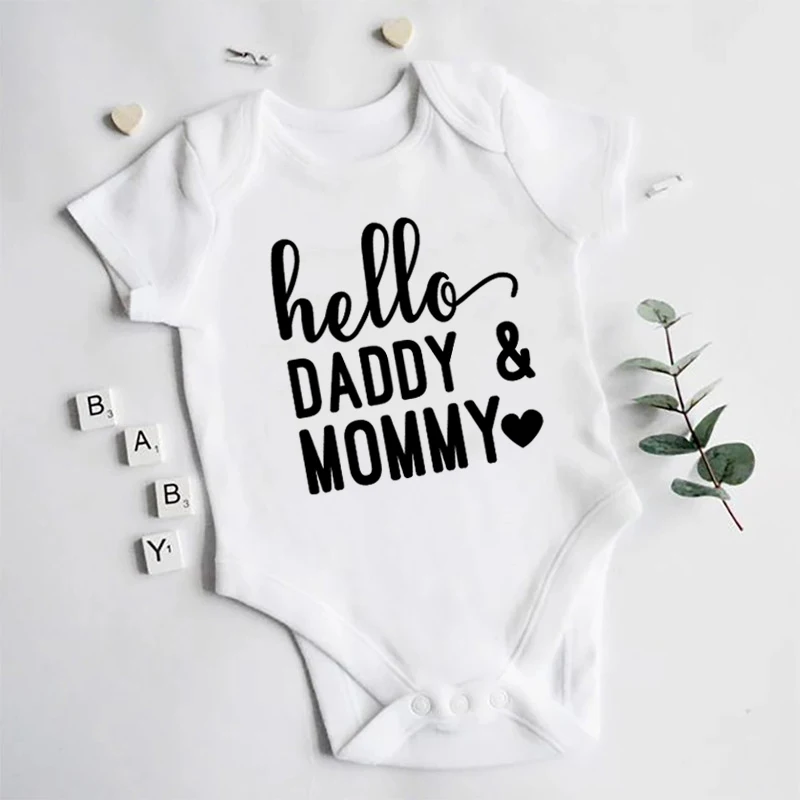 Hello Daddy and Mommy Print Pregnancy Announcement Romper Clothes Infant Newborn Boys Girls Jumpsuit Baby Shower Gifts
Hello Daddy and Mommy Print Pregnancy Announcement Romper Clothes Infant Newborn Boys Girls Jumpsuit Baby Shower Gifts