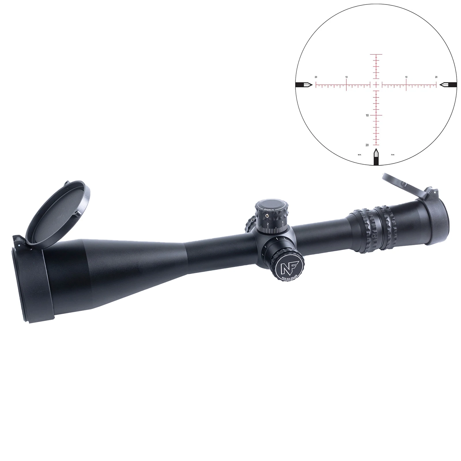 NF NXS 5.5-22x56 Rifle Scope FFP Red Illuminated Reticle Hunting Scope with Rubber Lens Cover 30mm Tube Full Original Marking
NF NXS 5.5-22x56 Rifle Scope FFP Red Illuminated Reticle Hunting Scope with Rubber Lens Cover 30mm Tube Full Original Marking