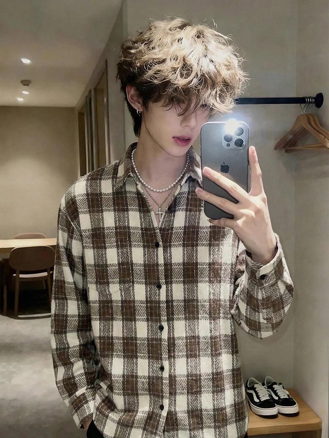 Cé Brown Brued Plaid Men's Long Sve irt Cleanfit Outerwear Spring Autumn Sli High End Feeling Student Couple Youth
Cé Brown Brued Plaid Men's Long Sve irt Cleanfit Outerwear Spring Autumn Sli High End Feeling Student Couple Youth