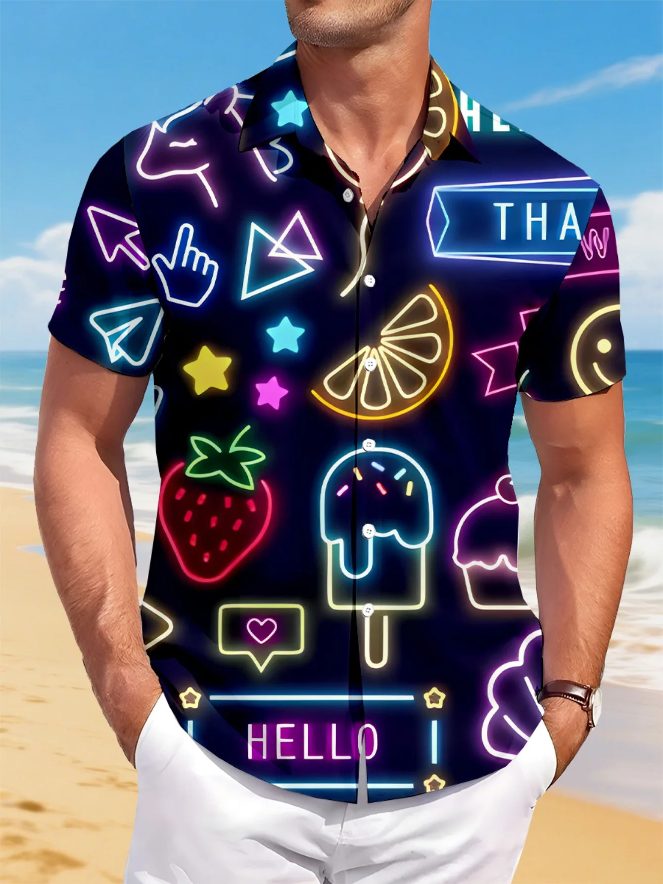 Men'S Lightweight 3D Print Hawaiian Shirt - Casual Short Sleeve Button-Up with Collar, Vibrant Cook-Al Party Design, for Summer
Men'S Lightweight 3D Print Hawaiian Shirt - Casual Short Sleeve Button-Up with Collar, Vibrant Cook-Al Party Design, for Summer
