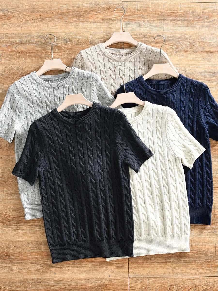 Italian Style Cotton Knitted Half Sleeve T-Shirt Men's Casual round Neck Short Sleeve Fashionable Sweater Spring Autumn Wear
Italian Style Cotton Knitted Half Sleeve T-Shirt Men's Casual round Neck Short Sleeve Fashionable Sweater Spring Autumn Wear