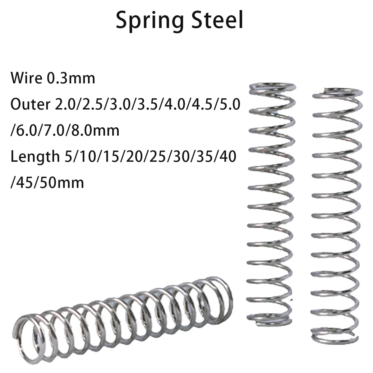 Strong Steel Spring Compressed Miniature Ballpoint Pen Spring Wire 0.3mm Outer 3/3.5/4.5/5/6/7/8mm Length 5-50mm
Strong Steel Spring Compressed Miniature Ballpoint Pen Spring Wire 0.3mm Outer 3/3.5/4.5/5/6/7/8mm Length 5-50mm