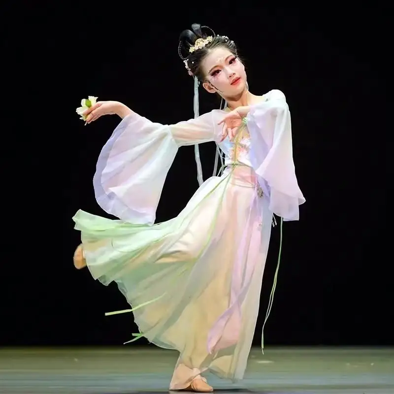 Classical Dance Performance Costume Children's Floral Hairpin Lotus Fairy Gown Seven-Quarter Sve Other Material for Girls
Classical Dance Performance Costume Children's Floral Hairpin Lotus Fairy Gown Seven-Quarter Sve Other Material for Girls