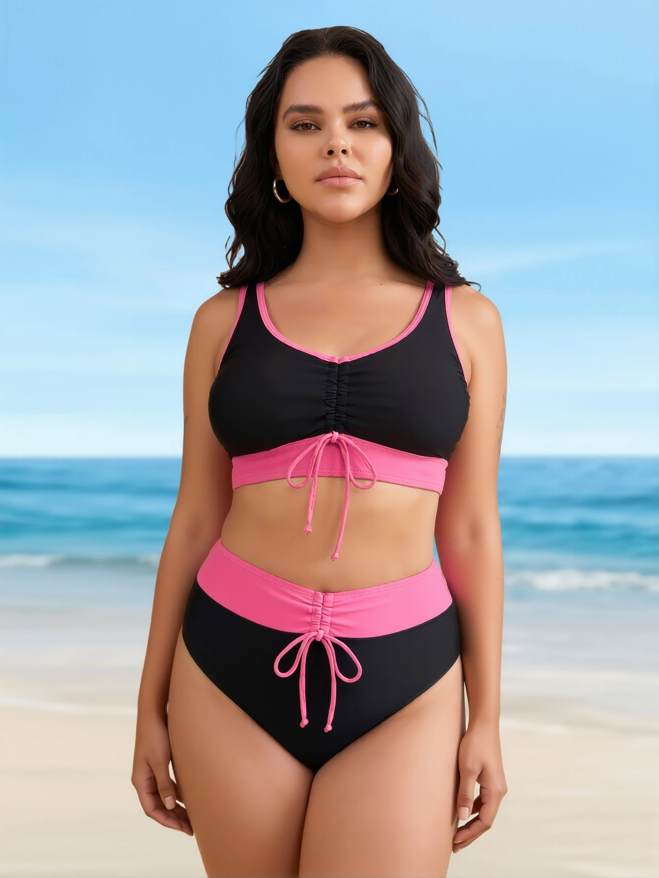 2026 New European and American Cross-border Bikini Solid Color Drawstring High Waist Sexy Two-Piece Bikini Swimsuit for Women
2026 New European and American Cross-border Bikini Solid Color Drawstring High Waist Sexy Two-Piece Bikini Swimsuit for Women