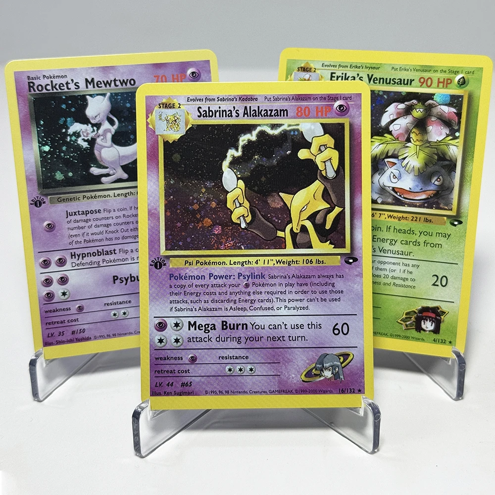 PKM Gym Challenge PTCG 1st Editioan Foil Game Proxy Cards Blaine’s Charizard Rocket’s Mewtwo Sabrina’s Alakazam Misty’s Gyarados
PKM Gym Challenge PTCG 1st Editioan Foil Game Proxy Cards Blaine’s Charizard Rocket’s Mewtwo Sabrina’s Alakazam Misty’s Gyarados