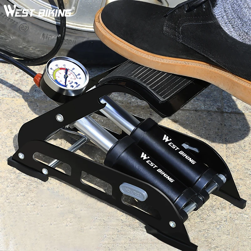 WEST BIKING Foot Pump Bike Tire Inflator 170PSI High Pressure Double Cylinder Pedal Air Pump with Gauge for Motorcycle Bicycle
WEST BIKING Foot Pump Bike Tire Inflator 170PSI High Pressure Double Cylinder Pedal Air Pump with Gauge for Motorcycle Bicycle