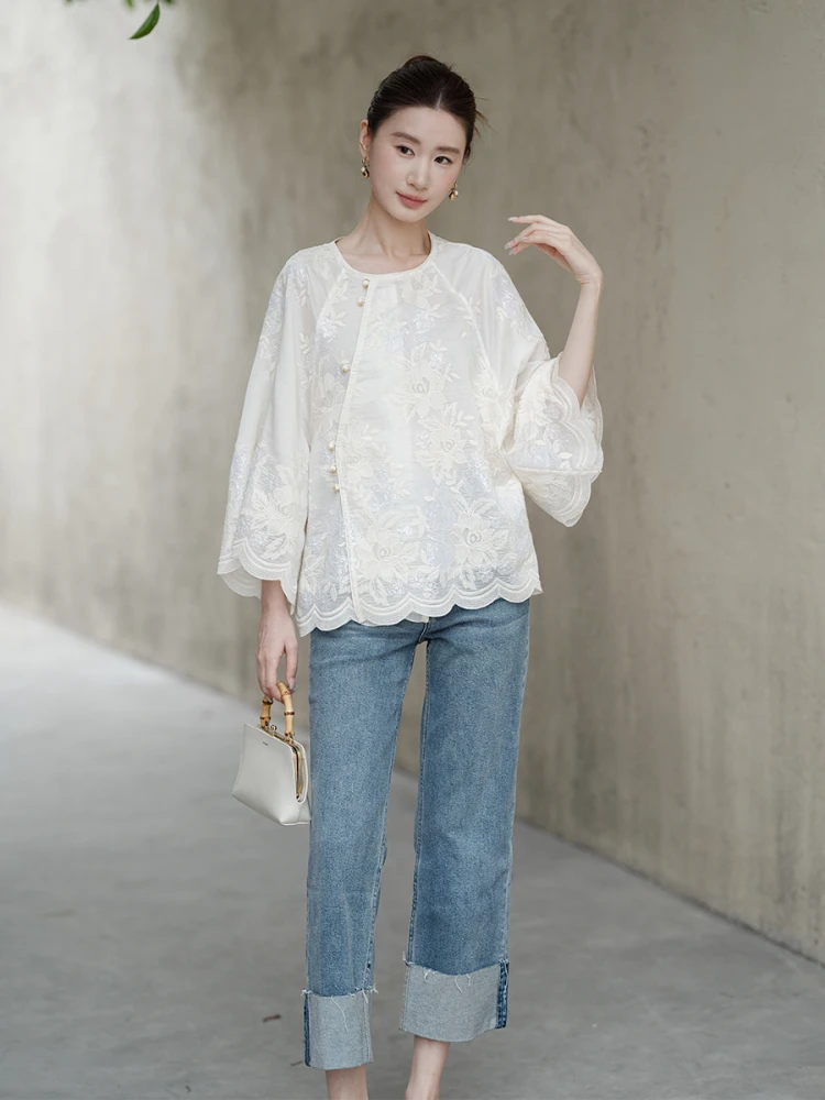 Loose Casual Embroidered Women's Top Chinese Sle National Trend Autumn Silk Lemon Color Small irt Comfortable Loose Fit
Loose Casual Embroidered Women's Top Chinese Sle National Trend Autumn Silk Lemon Color Small irt Comfortable Loose Fit