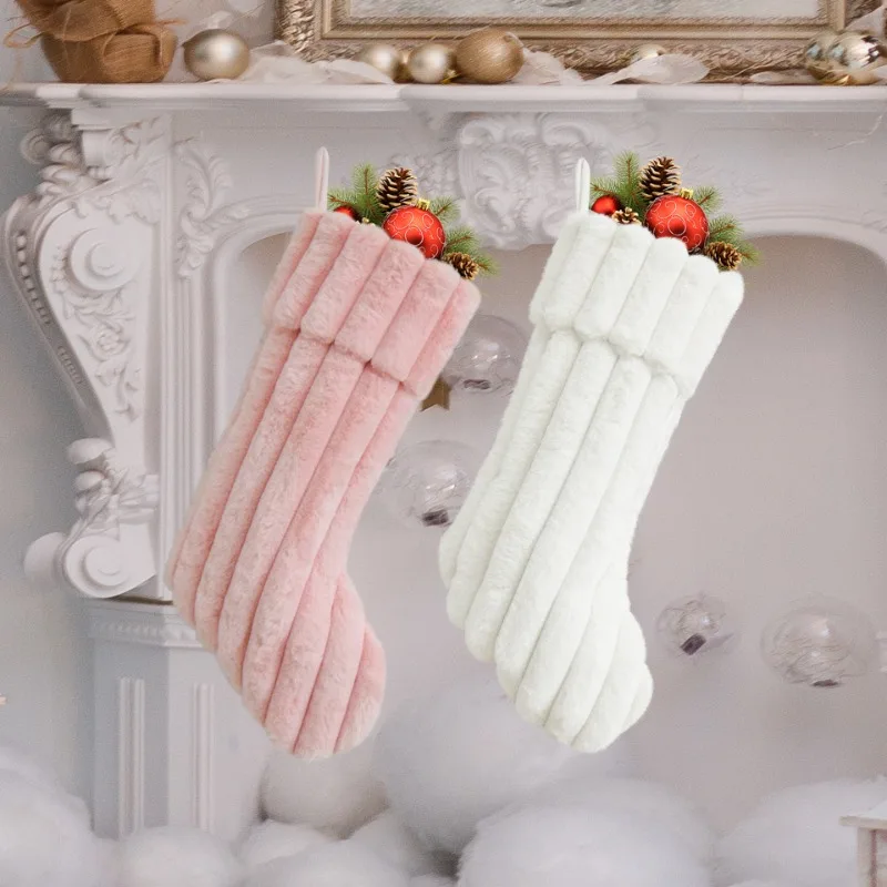 1 шт. юбка в виде елки, рождественские носки, розовые, бежевые, в вертикальную полоску, маленькая декоративная подарочная сумка из кроличьего меха, рождественские декоративные подарки 
1 шт. юбка в виде елки, рождественские носки, розовые, бежевые, в вертикальную полоску, маленькая декоративная подарочная сумка из кроличьего меха, рождественские декоративные подарки