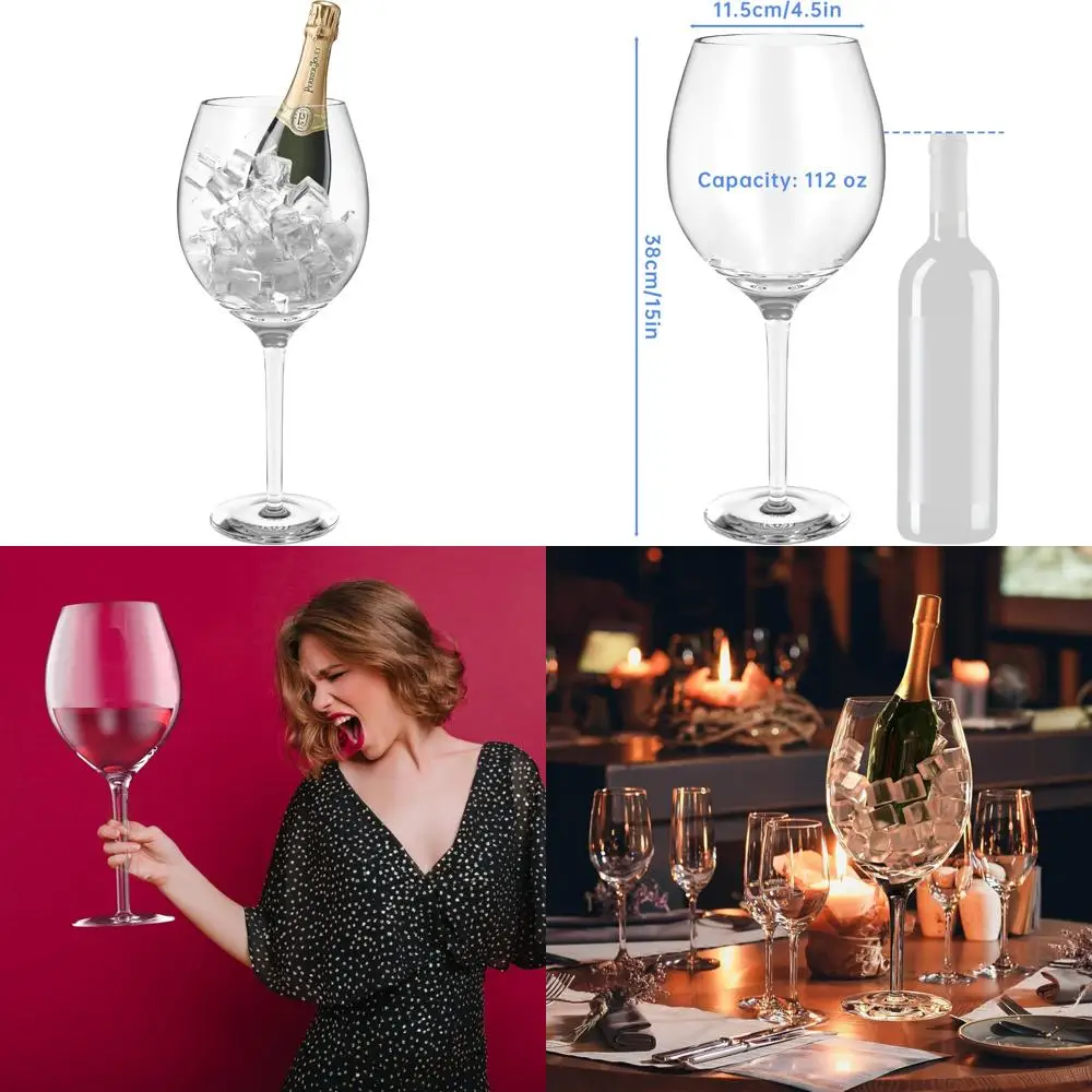 Винный бокал большой емкости с итальянским дизайном и объемным вручную, 112 унций, высота 15 дюймов для праздничных мероприятий и социальных встреч.
Винный бокал большой емкости с итальянским дизайном и объемным вручную, 112 унций, высота 15 дюймов для праздничных мероприятий и социальных встреч.