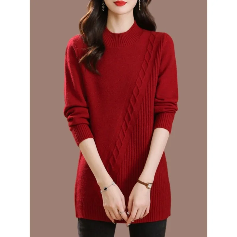 Winter Thickened Cardigan Mid-length Sweater Skirt Half High Neck Loose Knitted Print Elegant Versatile Pullovers ZT130
Winter Thickened Cardigan Mid-length Sweater Skirt Half High Neck Loose Knitted Print Elegant Versatile Pullovers ZT130