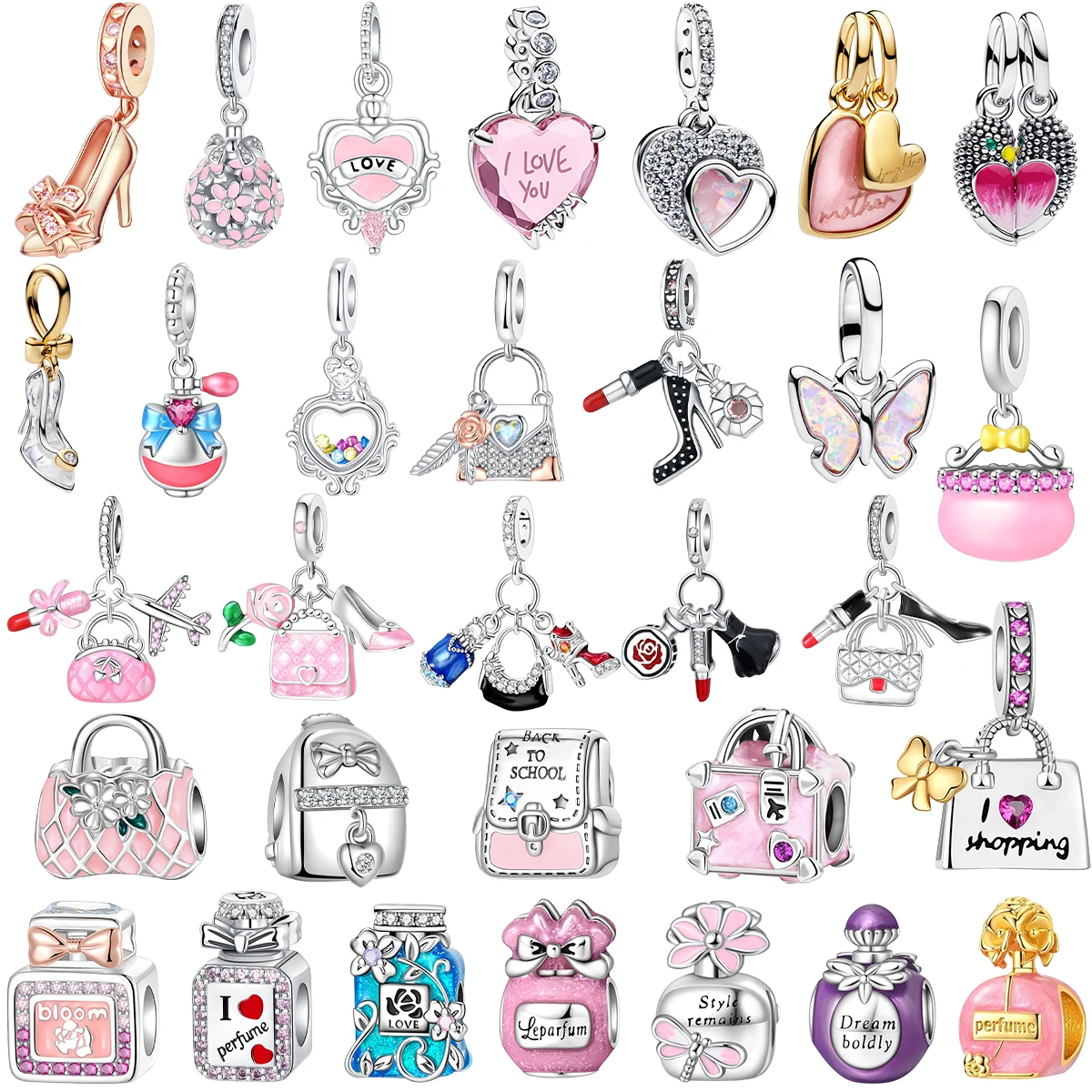 Original 925 Sterling Silver Charms Perfume Bag High Heels Skirt Beads Pendant Bracelets Necklaces Womens DIY Jewelry Gift
Original 925 Sterling Silver Charms Perfume Bag High Heels Skirt Beads Pendant Bracelets Necklaces Womens DIY Jewelry Gift