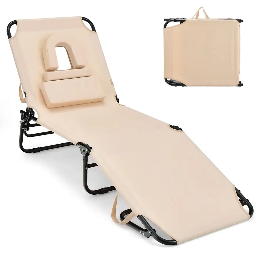 Tanning Chair, 350lbs Beach Lounge Chair with Face Hole, Washable Pillow amp Carry Strap, Adjustable Folding Chaise Lounge, Lay
Tanning Chair, 350lbs Beach Lounge Chair with Face Hole, Washable Pillow amp Carry Strap, Adjustable Folding Chaise Lounge, Lay