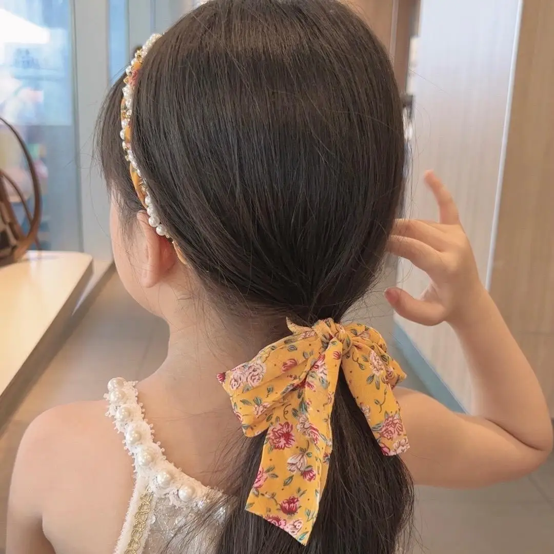 Children's braided hair silk scarf floral streamer headband integrated girls pearl headband ponytail tied hair
Children's braided hair silk scarf floral streamer headband integrated girls pearl headband ponytail tied hair