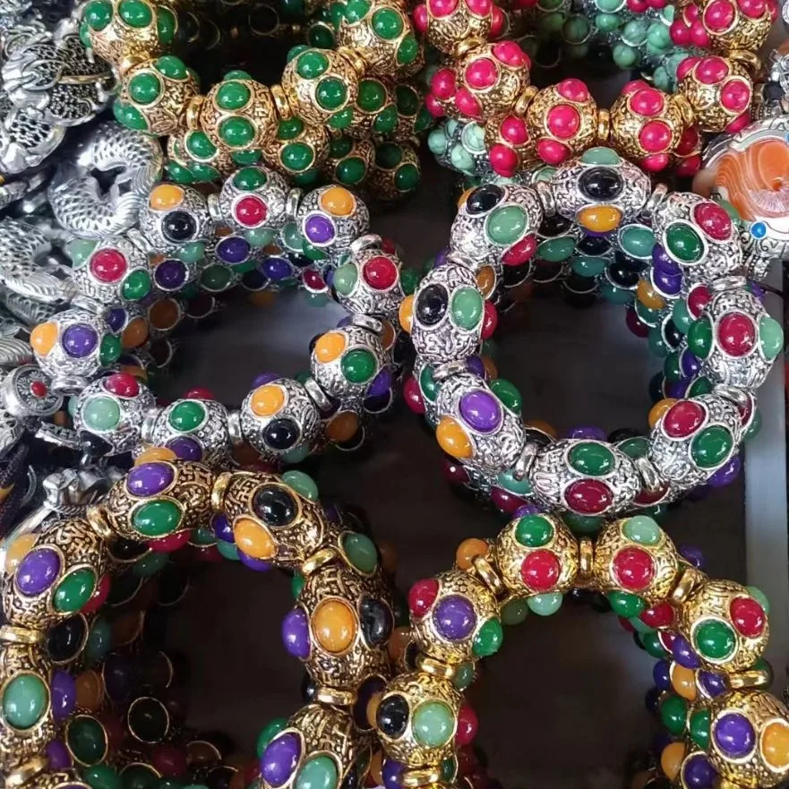 Factory Vintage Ethnic Style Tibetan Silver Inlaid Seven-Color Gem Duobao Bracelet Ornament Men's and Women's
Factory Vintage Ethnic Style Tibetan Silver Inlaid Seven-Color Gem Duobao Bracelet Ornament Men's and Women's