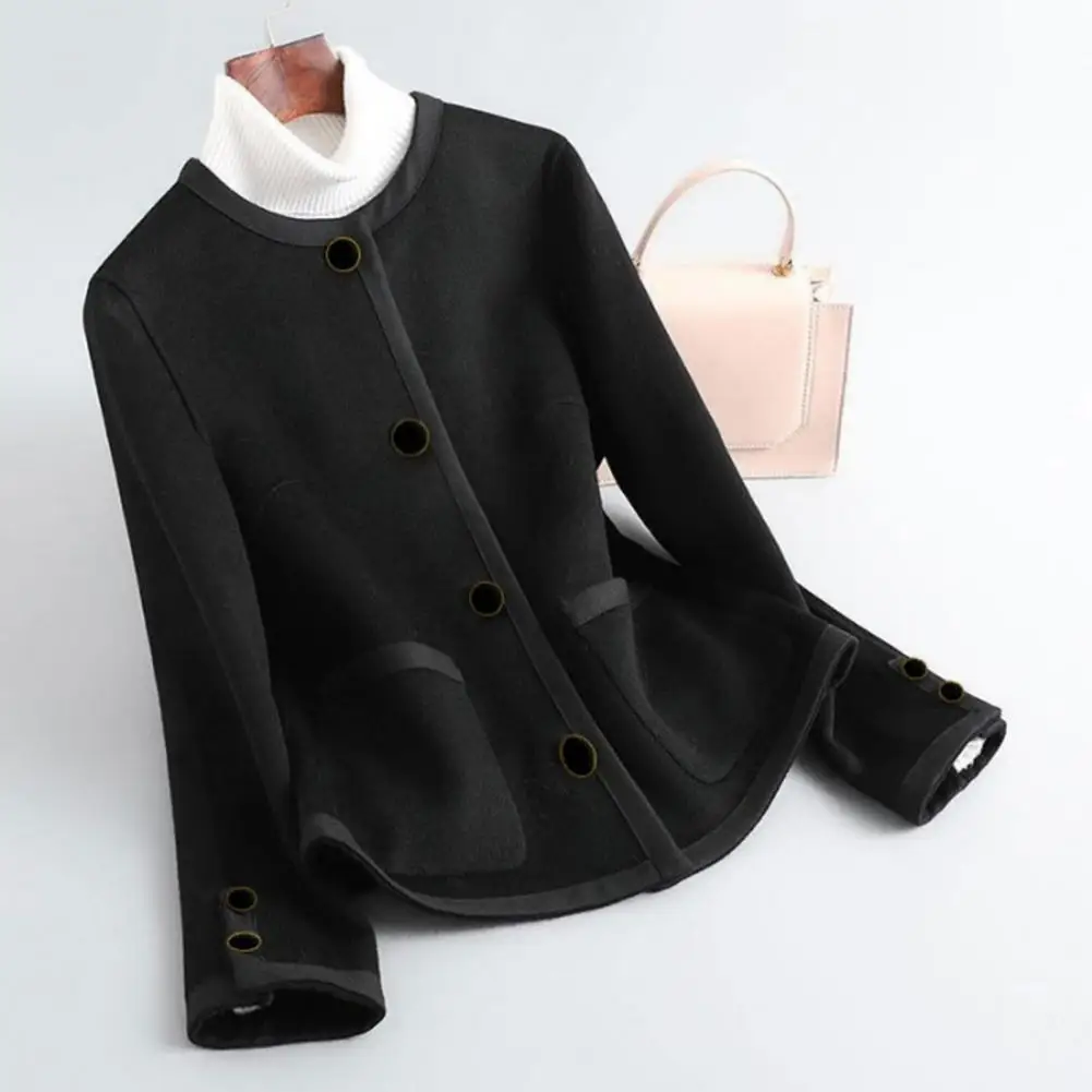 Lady Coat Stylish Color Matching Cardigan for Women Round Neck Knitted Jacket with Button Decor Fall Winter Loose Fit Coat Women
Lady Coat Stylish Color Matching Cardigan for Women Round Neck Knitted Jacket with Button Decor Fall Winter Loose Fit Coat Women