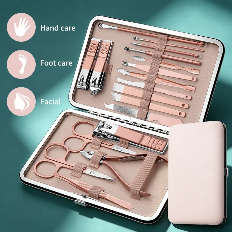 18pcs Rose Gold Nail Clippers Set Stainless Steel Manicure Set Ear Spoon Pedicure Scissors Tool Nail Care Tools
18pcs Rose Gold Nail Clippers Set Stainless Steel Manicure Set Ear Spoon Pedicure Scissors Tool Nail Care Tools
