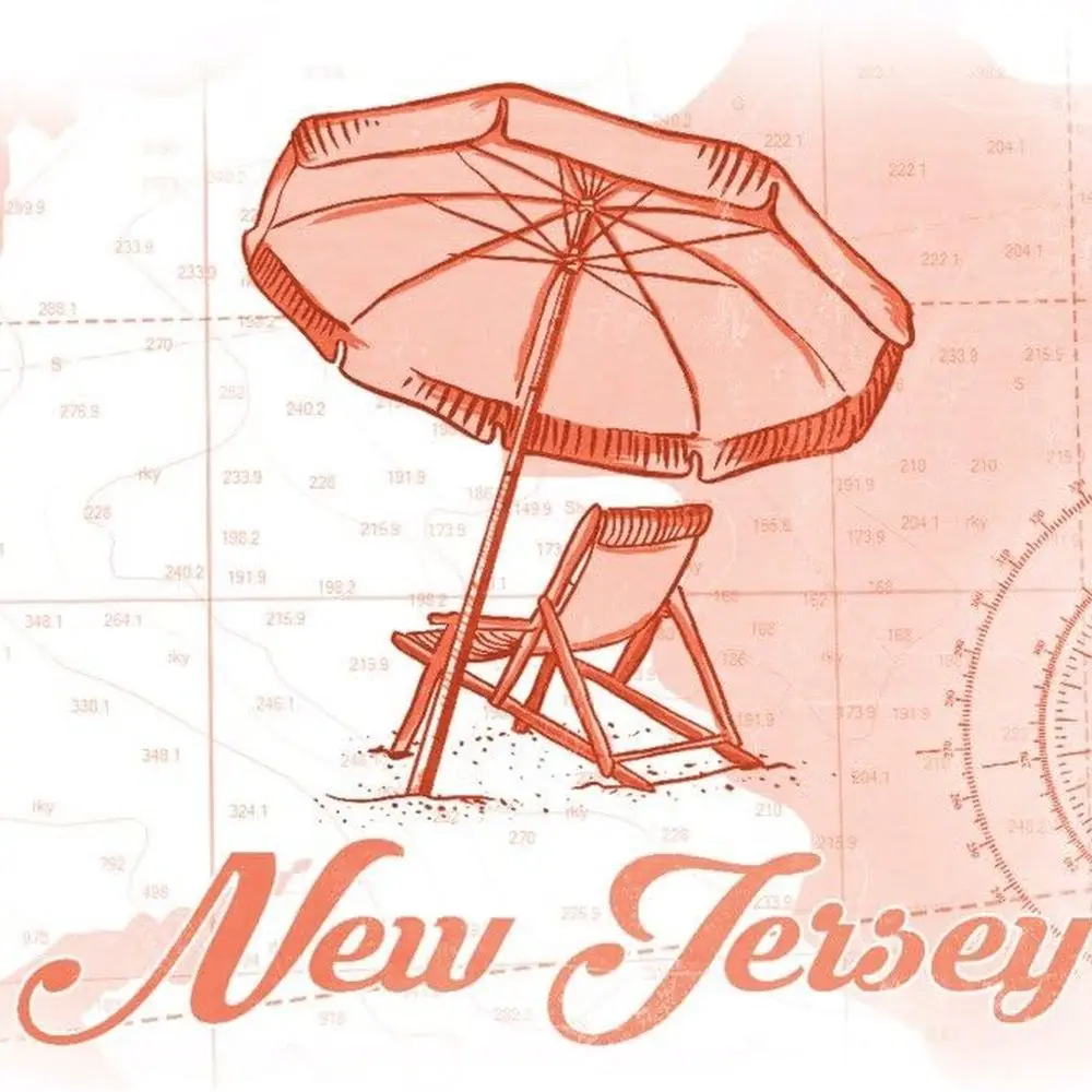 Нью-Джерси Coastal Art: Коралловый пляжный стул и зонтик с принтом Giclee, 36x54, плакат для декора путешествий
Нью-Джерси Coastal Art: Коралловый пляжный стул и зонтик с принтом Giclee, 36x54, плакат для декора путешествий