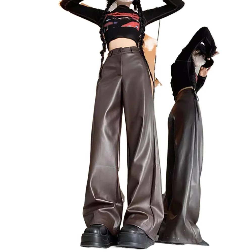 Black High Waist Straight Leather Pants Women's Autumn Loose PU Wide Leg Pants Casual Trousers
Black High Waist Straight Leather Pants Women's Autumn Loose PU Wide Leg Pants Casual Trousers