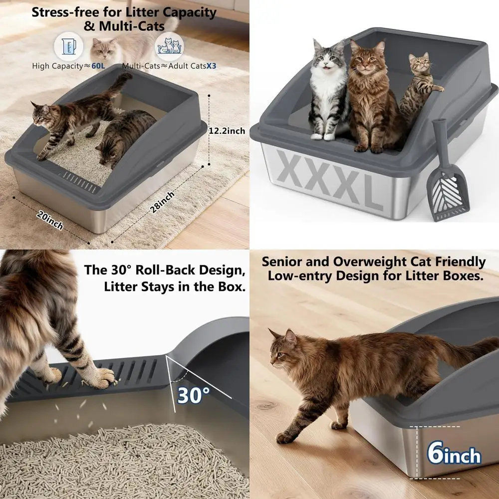 Супербольшой лоток для кошек из нержавеющей стали 28x20x12.2 для крупных или нескольких кошек - антипригарный, герметичный, легко чистится
Супербольшой лоток для кошек из нержавеющей стали 28x20x12.2 для крупных или нескольких кошек - антипригарный, герметичный, легко чистится