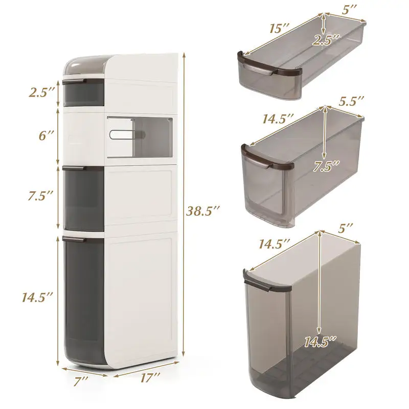 5-Tier Narrow Bathroom Storage Cabinet with Drawers and Tissue Box
5-Tier Narrow Bathroom Storage Cabinet with Drawers and Tissue Box