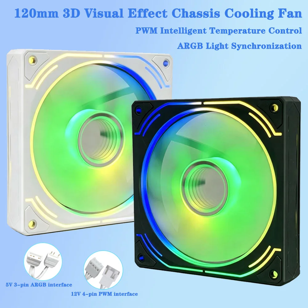 3D Illusion 12CM Computer Chassis Fan,Infinite Prism ARGB Fan/3 Mirror Surfaces/4 Pin PWM/3PIN ARGB Quiet Cooling Fan
3D Illusion 12CM Computer Chassis Fan,Infinite Prism ARGB Fan/3 Mirror Surfaces/4 Pin PWM/3PIN ARGB Quiet Cooling Fan