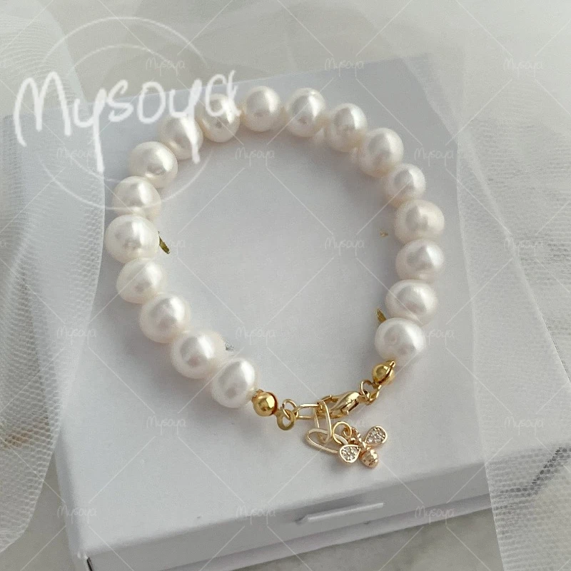 MYSOYA 9-10mm White Freshwater Pearl Bracelet A0332
MYSOYA 9-10mm White Freshwater Pearl Bracelet A0332