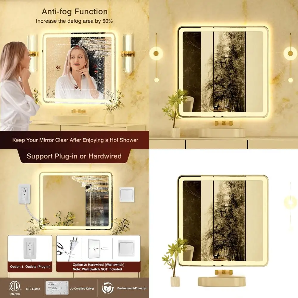 Зеркало для ванной с 36 светодиодами, фронтальной и задней подсветкой, с регулировкой яркости, защитой от запотевания, 3 цветовыми температурами, умное зеркало для макияжа
Зеркало для ванной с 36 светодиодами, фронтальной и задней подсветкой, с регулировкой яркости, защитой от запотевания, 3 цветовыми температурами, умное зеркало для макияжа