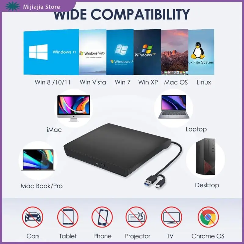 External CD DVD +/-RW Drive, USB 3.0 & USB-C Portable CD & DVD ROM Burner Player Reader Writer Rewriter Disc Drive SALES
External CD DVD +/-RW Drive, USB 3.0 & USB-C Portable CD & DVD ROM Burner Player Reader Writer Rewriter Disc Drive SALES