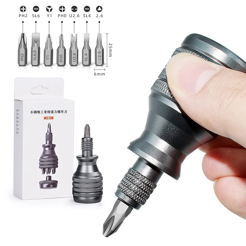 Mini Screwdriver Titanium Screwdrivers 1/4 Inch Magnetic Screwdriver 7 in 1 S2 Alloy Steel Drill Bit EDC Repair Hand Tool
Mini Screwdriver Titanium Screwdrivers 1/4 Inch Magnetic Screwdriver 7 in 1 S2 Alloy Steel Drill Bit EDC Repair Hand Tool