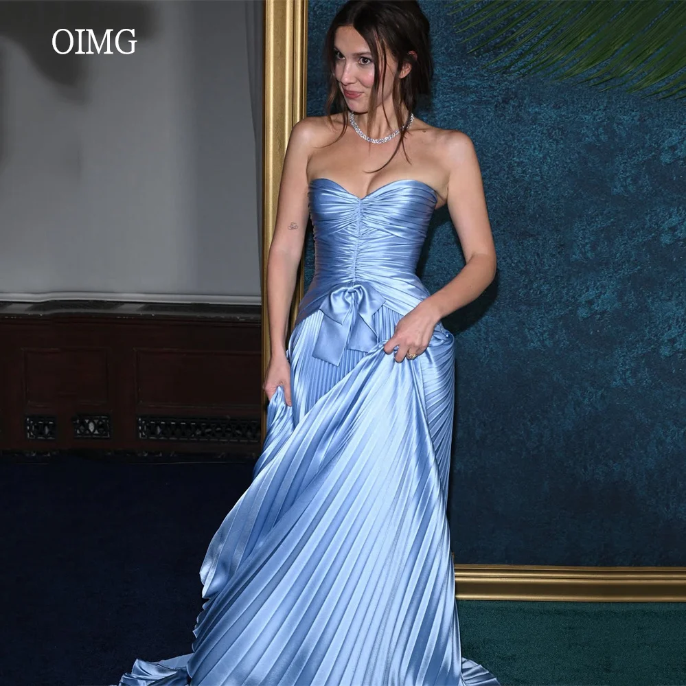 OIMG Sky Blue A Line Prom Gowns Bow Sweetheart Neck Party Gown Floor Length Evening Dress vestidos de festa Customized
OIMG Sky Blue A Line Prom Gowns Bow Sweetheart Neck Party Gown Floor Length Evening Dress vestidos de festa Customized