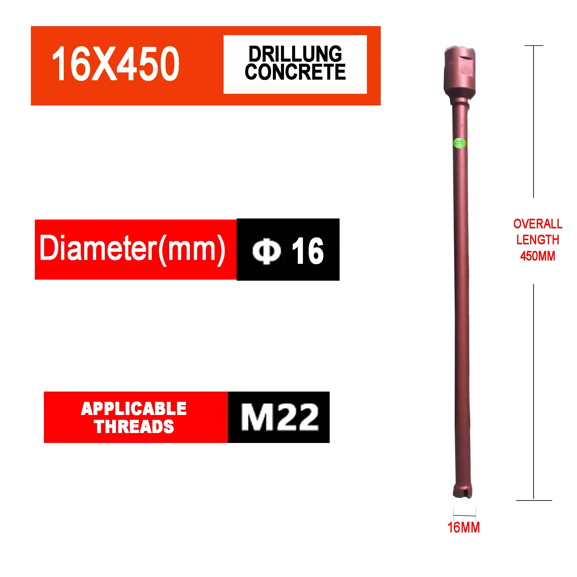 Janelai Diameter Range 16x450mm Length Diamond Hole Saw Core Bit Deep hole drill For Drilling Holes On Concrete/Brick Wall
Janelai Diameter Range 16x450mm Length Diamond Hole Saw Core Bit Deep hole drill For Drilling Holes On Concrete/Brick Wall