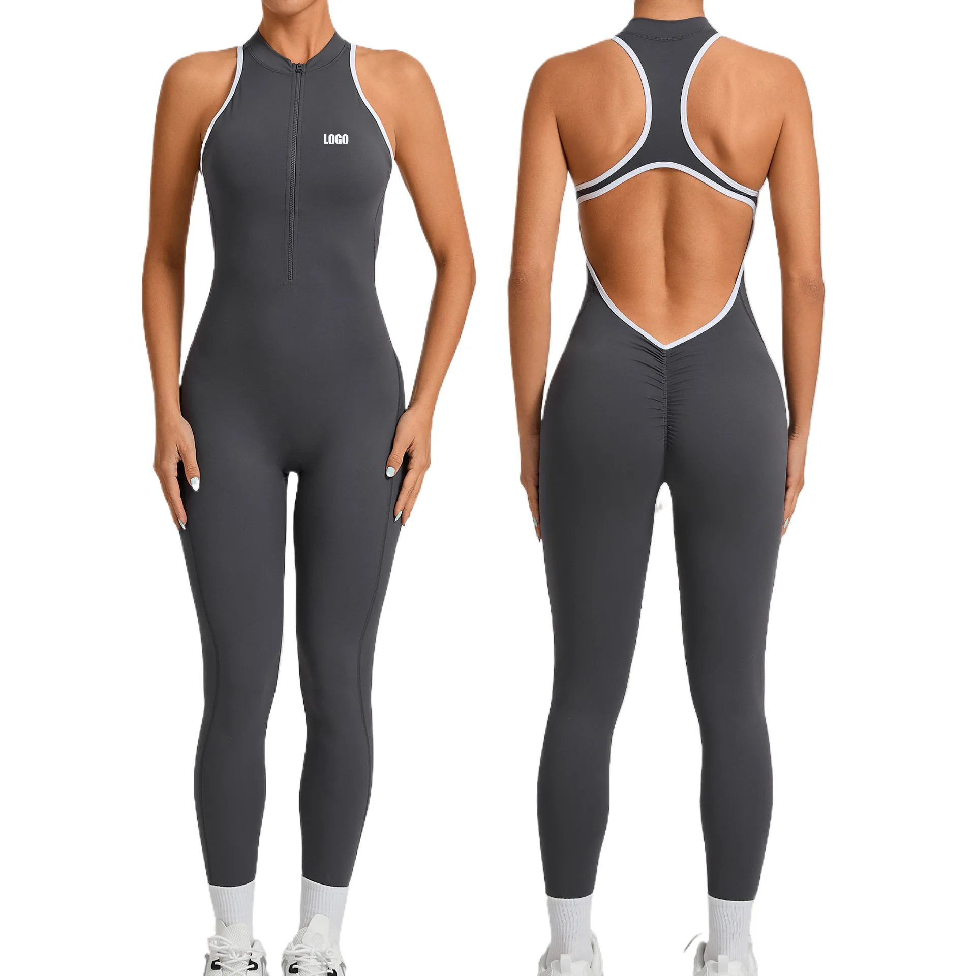Customized LOGO women's color contrast splicing beauty back yoga onesie, pleated hip lift running sports fitness onesie
Customized LOGO women's color contrast splicing beauty back yoga onesie, pleated hip lift running sports fitness onesie
