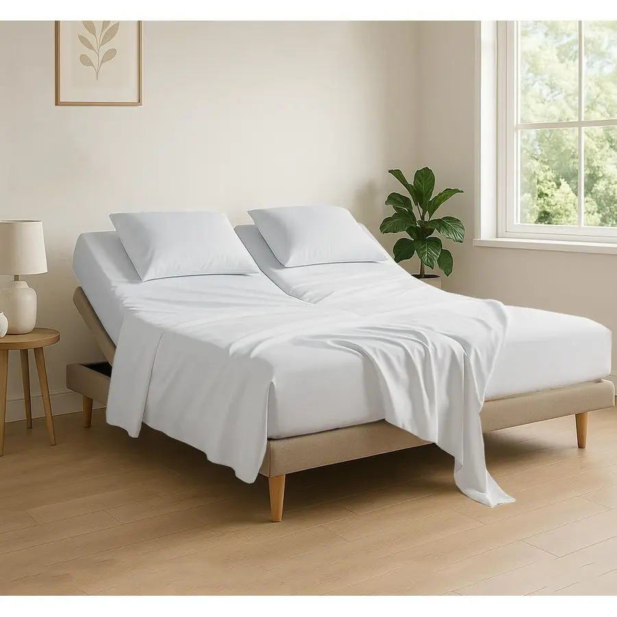 4 Piece Flex Head King Sheet Set, Top 34 Inch Split Sheets for Sleep Number Adjustable Beds, Soft Breathable 100 Egyptian Cotton
4 Piece Flex Head King Sheet Set, Top 34 Inch Split Sheets for Sleep Number Adjustable Beds, Soft Breathable 100 Egyptian Cotton