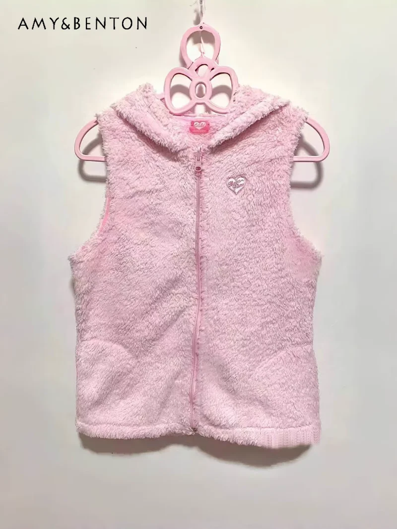 2025 New Japanese Spring and Autumn Cute Hooded Pink Embroidered Printed Fleece Vest Jacket Thin For Women
2025 New Japanese Spring and Autumn Cute Hooded Pink Embroidered Printed Fleece Vest Jacket Thin For Women