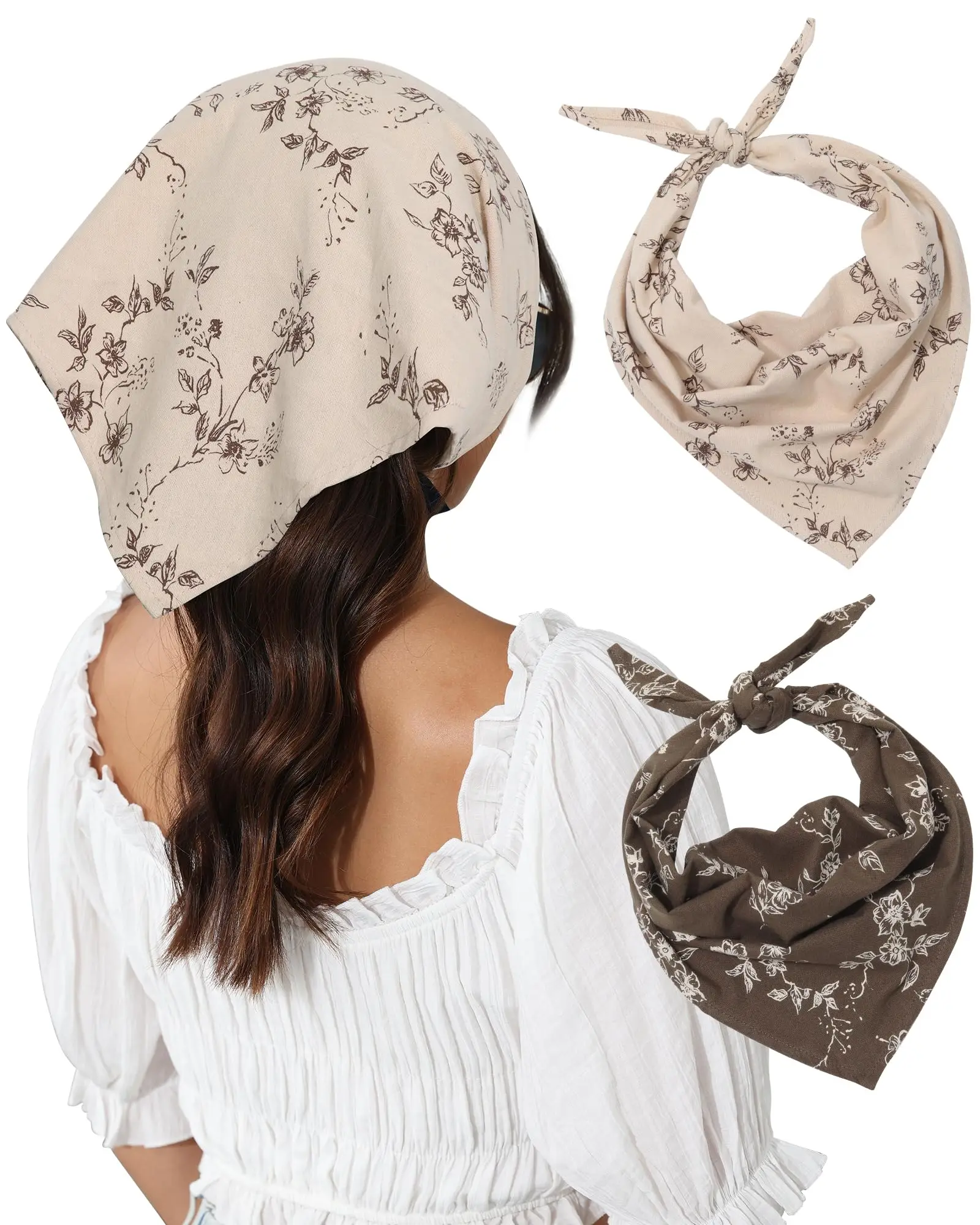2 шт./компл., бежевый треугольный платок с цветочным принтом, банданы для волос, платок для женщин и девочек, шарф для волос в стиле бохо, повязка на голову
2 шт./компл., бежевый треугольный платок с цветочным принтом, банданы для волос, платок для женщин и девочек, шарф для волос в стиле бохо, повязка на голову