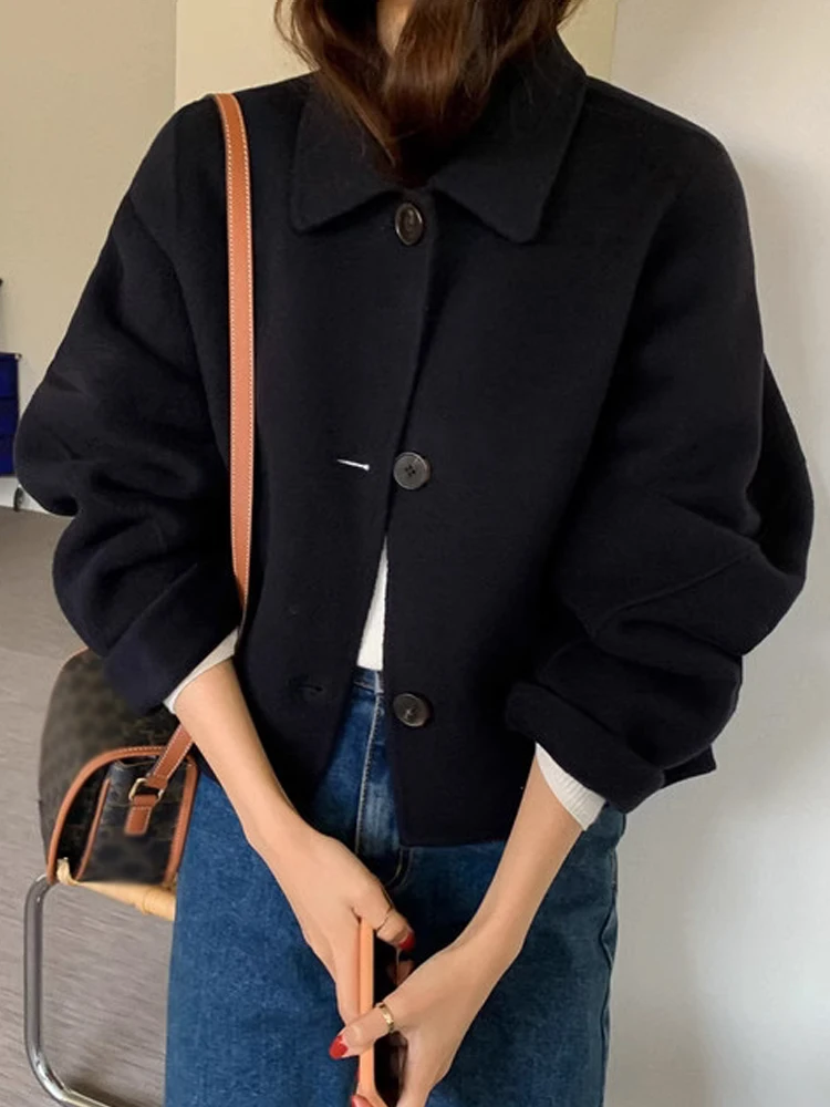 Women's Woolen Coat Autumn Winter Vintage Lapel Loose Design Short Style Long Sleeve Outerwear Top for Small Figures
Women's Woolen Coat Autumn Winter Vintage Lapel Loose Design Short Style Long Sleeve Outerwear Top for Small Figures